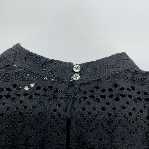 Whistles Page Size 12 US Eyelet Frill Broderie Dress Black Cotton Keyhole Zip - Picture 7 of 14